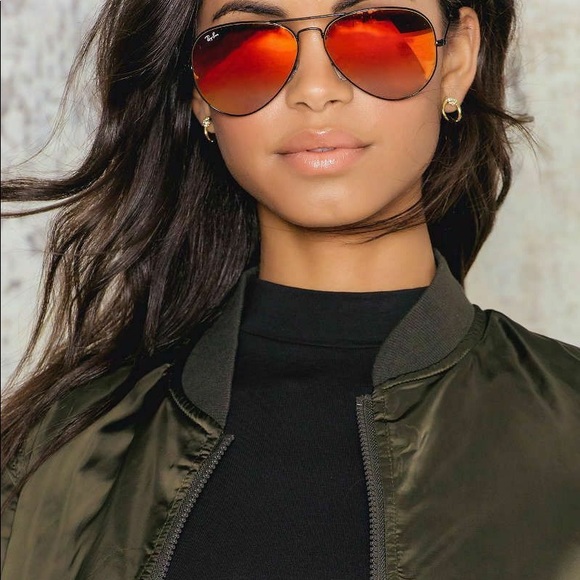 Aviator pilot Gold Orange Ray-Ban Sunglasses - Picture 4 of 7